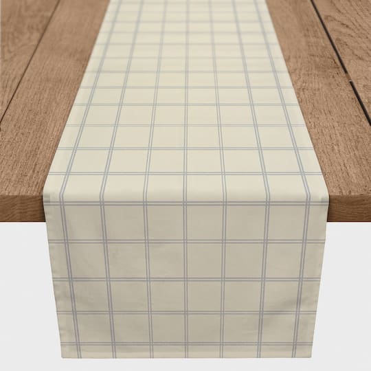 90" Gray & Cream Check Cotton Twill Runner